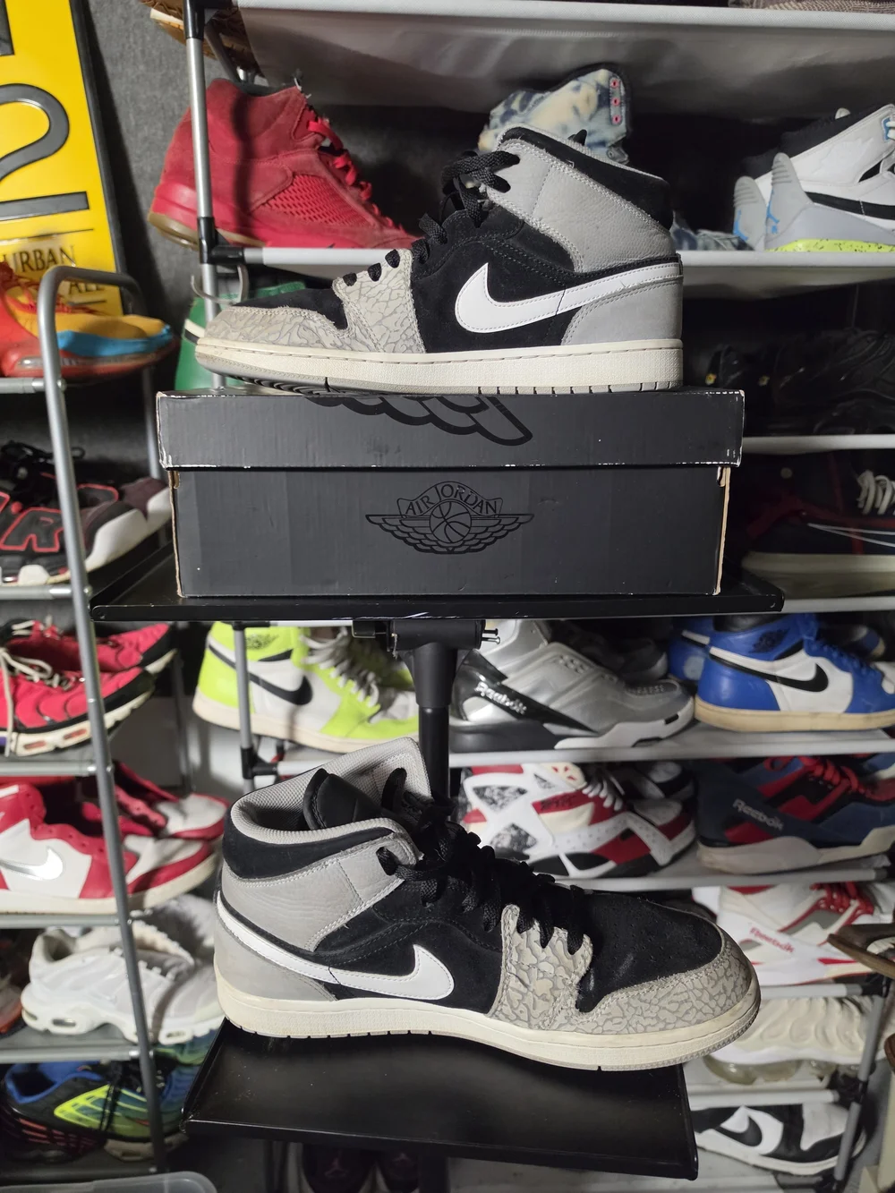 🔥 Nike Air Jordan Elephant Men’s Size 11 Black Gray White High-Top Sneakers